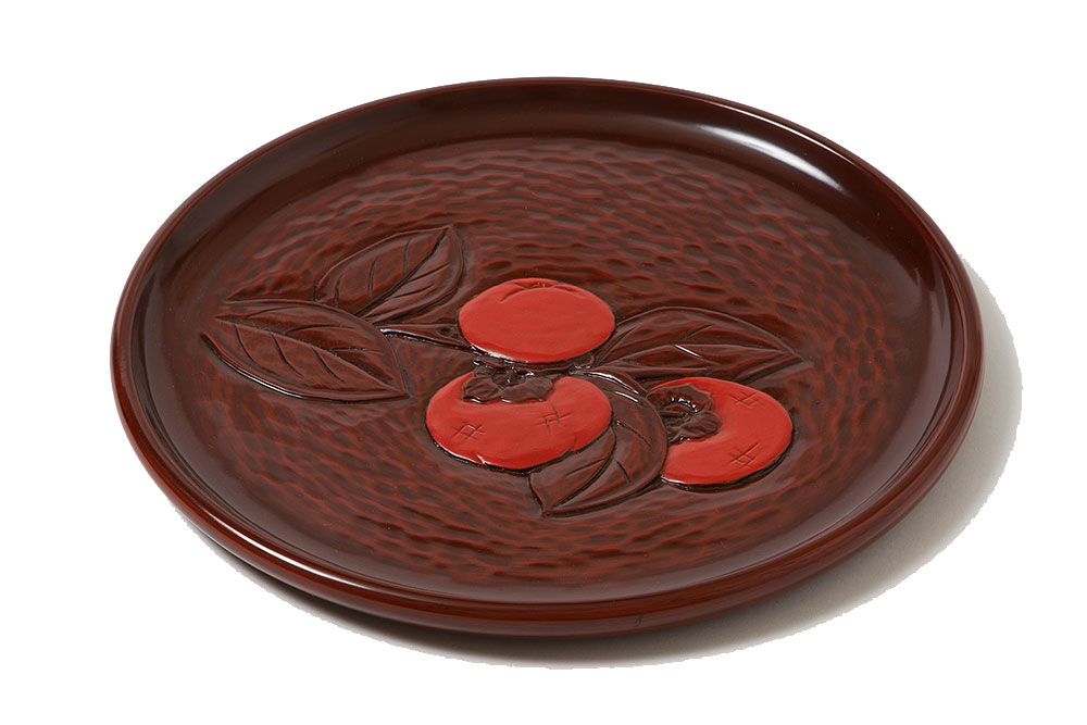 鎌倉彫の丸盆9寸 一色朱 柿 | 鎌倉彫陽雅堂 公式オンラインショップ 